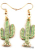 Boho Earrings, RH Dangle Earrings, Green Cactus